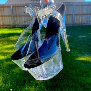 7 inch Pleaser clear and black heels